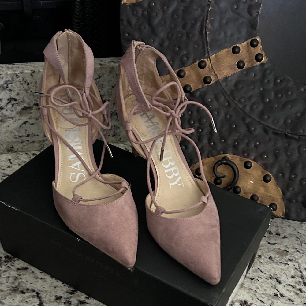 Sam Edelman Dusty Pink Lace-Up Heels
